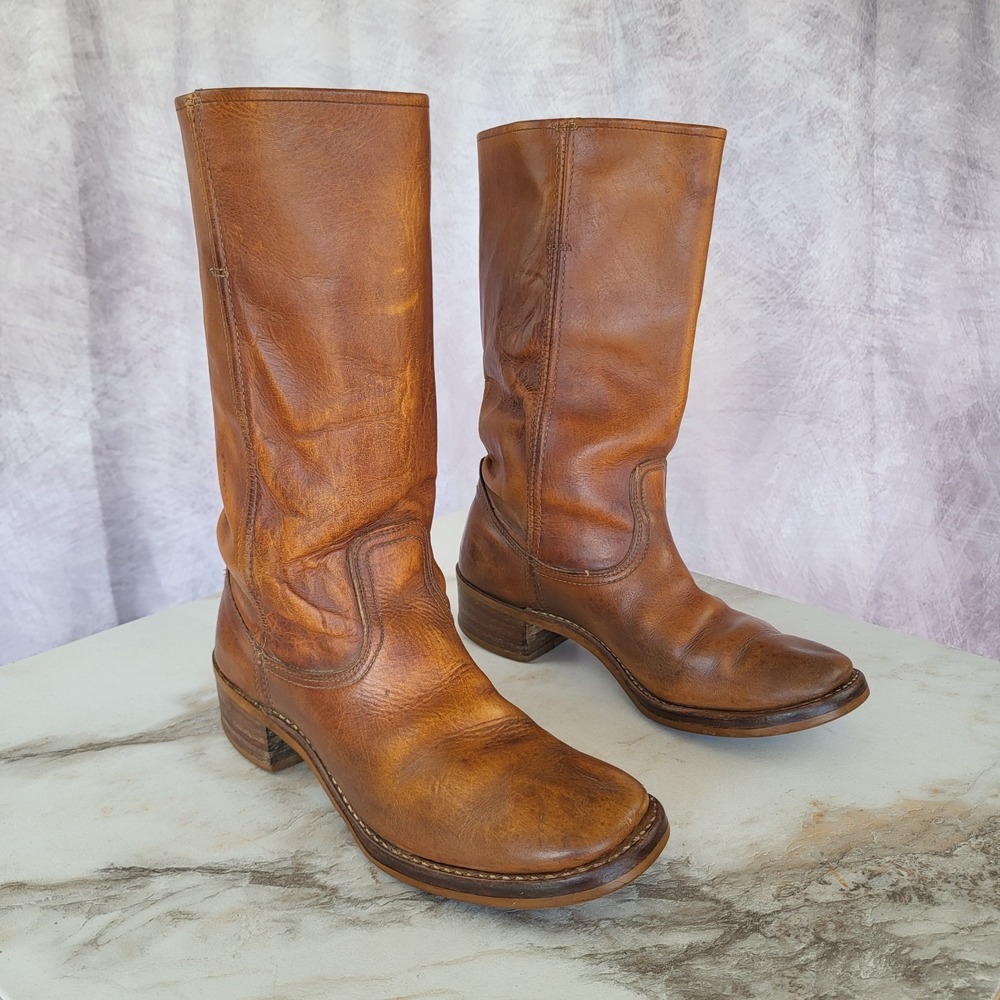 Vintage USA Campus Boots Men's Size 10.5 D Tan Patina